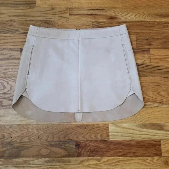 MICHELLE MASON Soft Lamb Leather Baseball Hem Mini Skirt in Blush Pink(0) - Picture 2 of 13